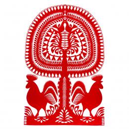 Large leluja Kurpie cutout - design 15 - red