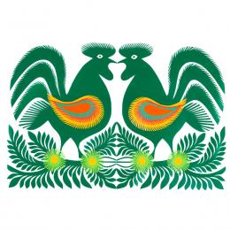 Large leluja Kurpie cutout - design 17 - green (colorful)