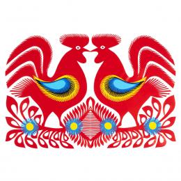 Duża wycinanka kurpiowska leluja - wzór 20 - czerwona (kolorowa)