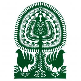 Duża wycinanka kurpiowska leluja - wzór 4 - zielona