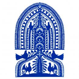 Large leluja Kurpie cutout - design 7 - blue