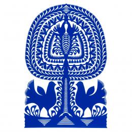 Large leluja Kurpie cutout - design 5 - blue