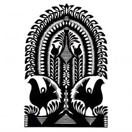 Large leluja Kurpie cutout - design 11 - black