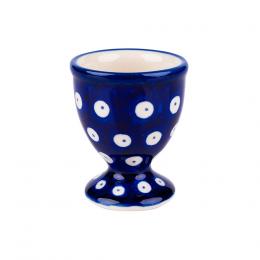 Egg cup made of traditional Bolesławiec pottery - a pattern with polka dots