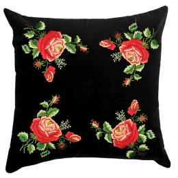 Poduszka z haftem łowickim 45x45 cm - czerwone róże