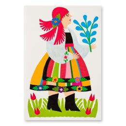 Handmade Easter card - Easter - a cutout with a Łowicz lady