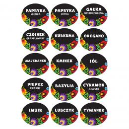 Labels for spices - Lowicz pattern black