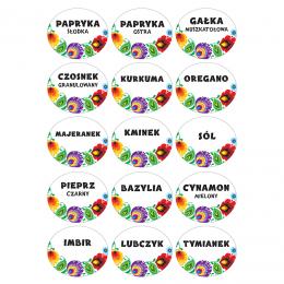 Labels for spices - Lowicz pattern white