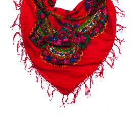 Folk scarf 120x120 cm - red