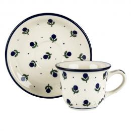 Coffee mug - ceramics Bolesławiec - blueberries