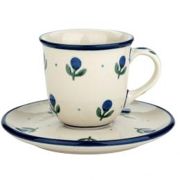Espresso cup - Bolesławiec ceramics - Blueberries