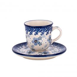 Espresso cup with a saucer - Bolesławiec - Lace ceramics