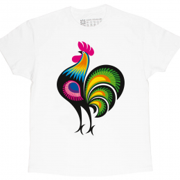 Men's white T-shirt - rooster