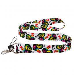Lanyard FOLK - Łowicz roosters 2 cm