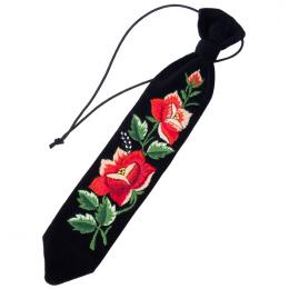 Krawat haftowany dziecięcy - dwie czerwone różyczki