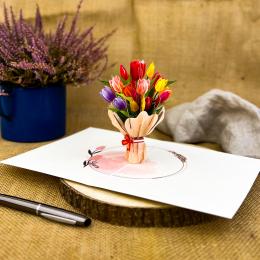3D Greeting Card -   Bouquet of tulips
