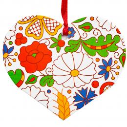 Christmas tree decoration - heart-shaped - Kociewie pattern