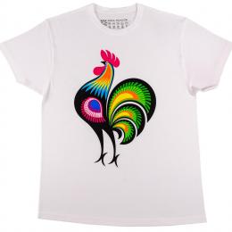 White children's t-shirt - rooster from Łowicz
