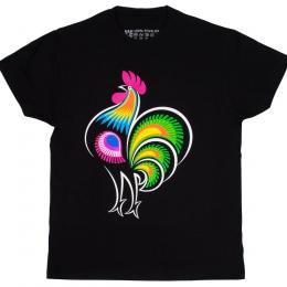 Men's black T-shirt - rooster