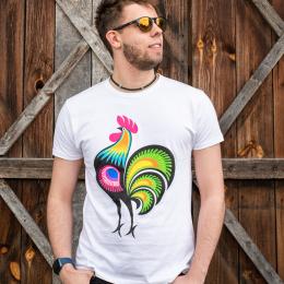 Men's white T-shirt - rooster