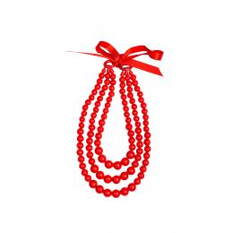 Short red folk beads - triple (children's)