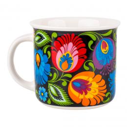'Bogdan' mug 350 ml - black Lowicz pattern