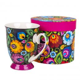 'Helenka' mug in a decorative box 280ml - black Lowicz pattern