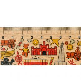 Wooden ruler 20 cm - LODZ symbols