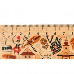 Wooden ruler - 20 cm - ZAKOPANE symbols