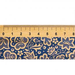 Linijka drewniana - 20 cm - kujawska niebieska