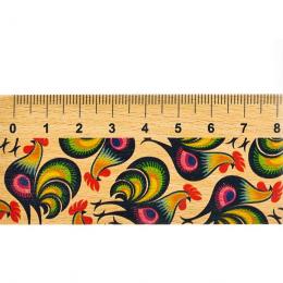 Wooden ruler - 20 cm - roosters from Łowicz