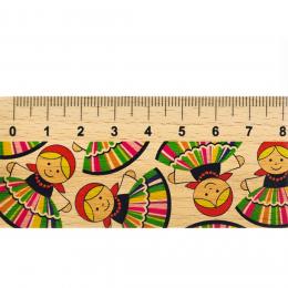 Wooden ruler - 20 cm - women from Lowicz