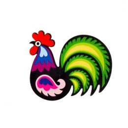 Wooden magnet - a rooster from Łowicz