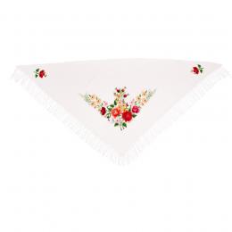 Scarf with embroidered colorful flowers 115x184 cm - light