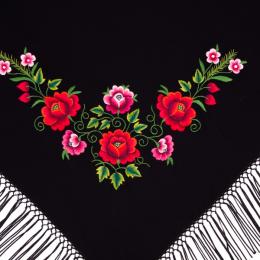 Scarf with embroidered red and pink roses 100x150 cm - small