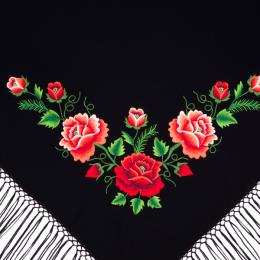 Scarf with embroidery of red and pink roses 100x150 cm - small