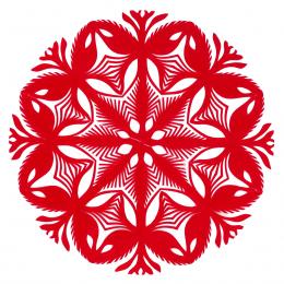 Small round Kurpie cutout - design 14 - red
