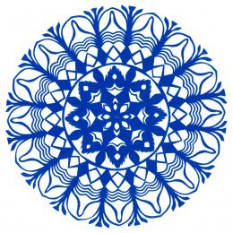 Small round Kurpie cutout - design 16 - blue