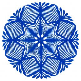Small round Kurpie cutout - design 18 - blue