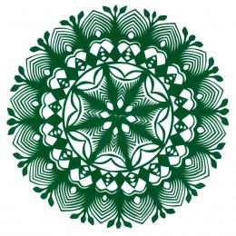 Mała okrągła wycinanka kurpiowska - wzór 10 - zielona