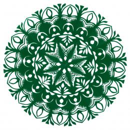 Mała okrągła wycinanka kurpiowska - wzór 6 - zielona
