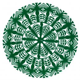 Mała okrągła wycinanka kurpiowska - wzór 7 - zielona