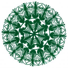 Mała okrągła wycinanka kurpiowska - wzór 8 - zielona