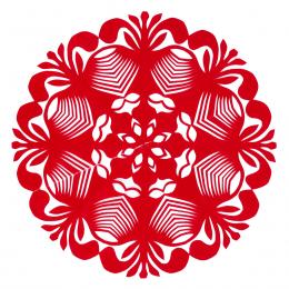 Small round Kurpie cutout - design 11 - red