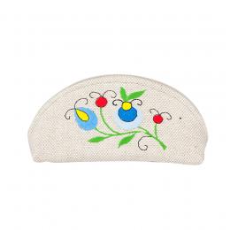 Small, semicircular beautician - Kashubian embroidery with blue flowers