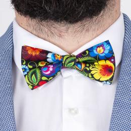 A suit bow tie - black Łowicz pattern