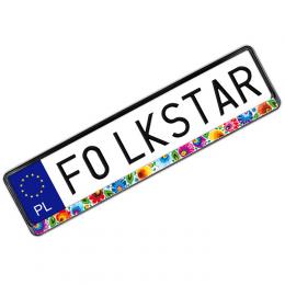 License plate overlay - white Łowicka pattern
