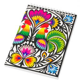 Notebook on spiral A5 - Lowicz roosters - papercut