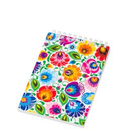 Notebook on spiral A6 - Lowicki pattern - white version