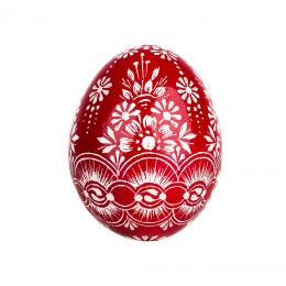 Handmade Easter egg - Opole hand scratched egg (kraszanka) – red
